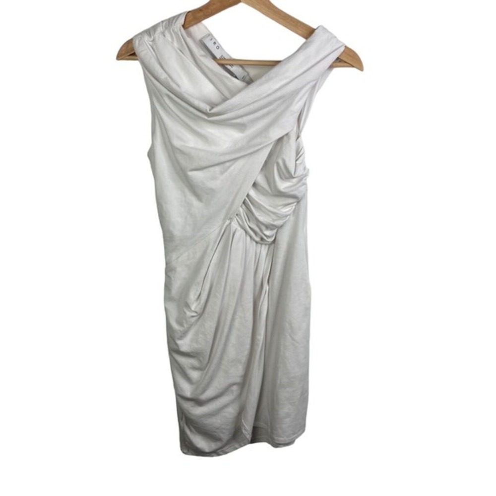 IRO Women's White Sleeveless Ruched Asymmetric Ermett Mini Dress Size Small